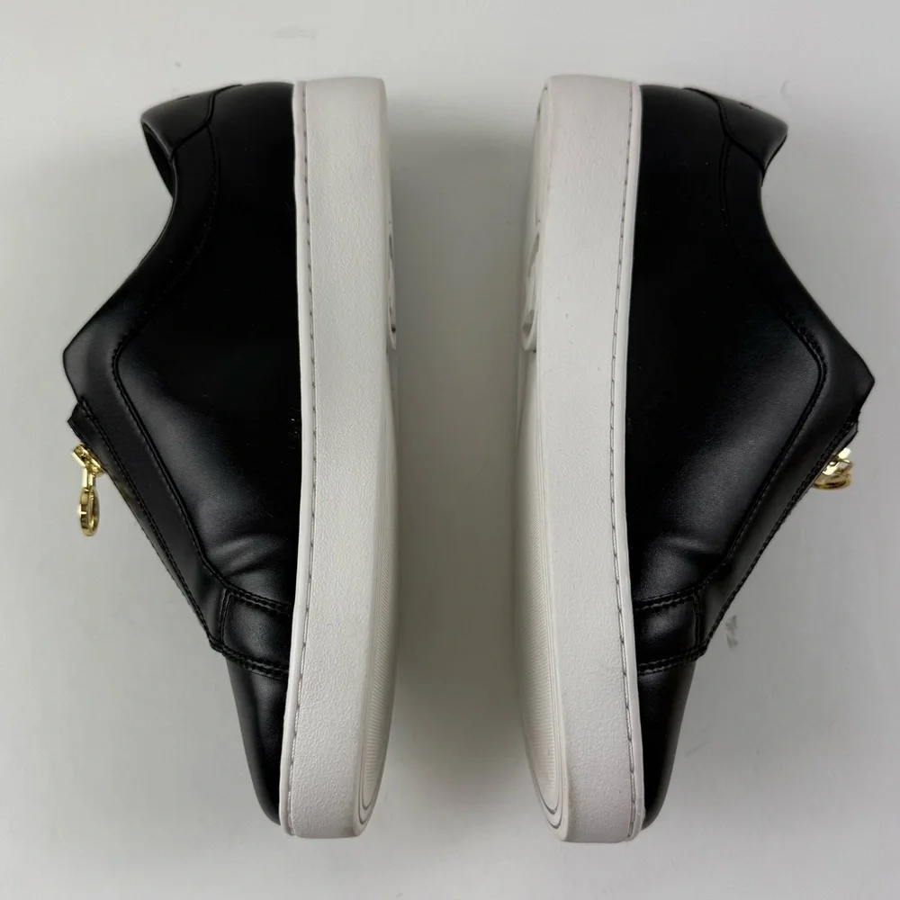 Michael Kors Keaton Zip Slip-On Sneakers Womens 9 Black Faux Leather Shoes